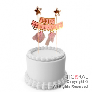 ADORNO MINI BANDERIN FELIZ CUMPLEA�OS ROSA  X 1